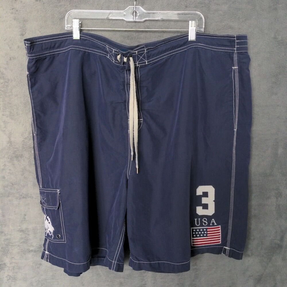 Vintage Polo Ralph Lauren Swim Trunks Mens 2XLT Big Pony #3 Flag Board Shorts